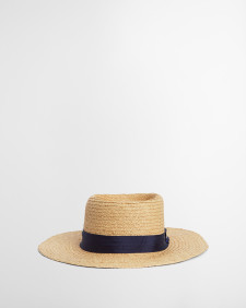 Lily Straw Boater Hat Natural/Navy