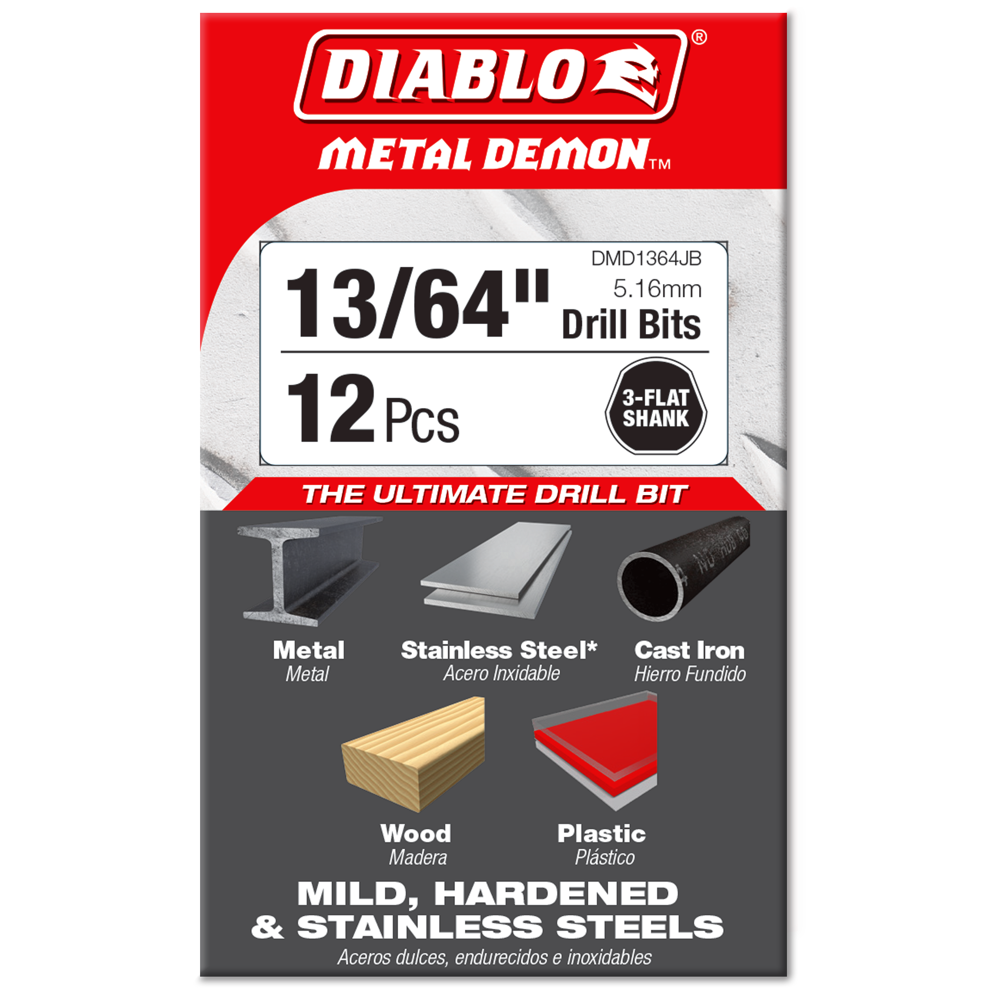 Diablo 13/64 in. Metal Demon Drill Bit for Mild, Hardened and Stainless Steels in its retail packaging, ready for the job box or tool bag