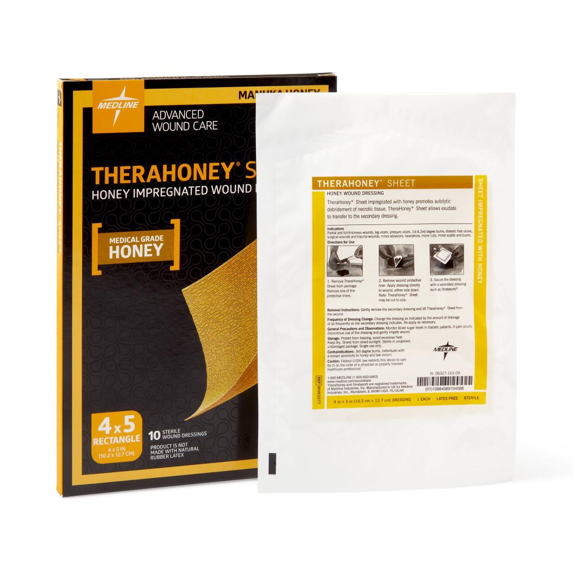 TheraHoney™ Honey Impregnated Wound Dressing, 4 x 5 Inch