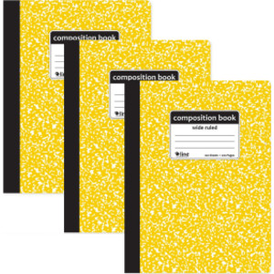 Wide-Ruled Marble Composition Books, 100 Sheets, Yellow, 3-Pack