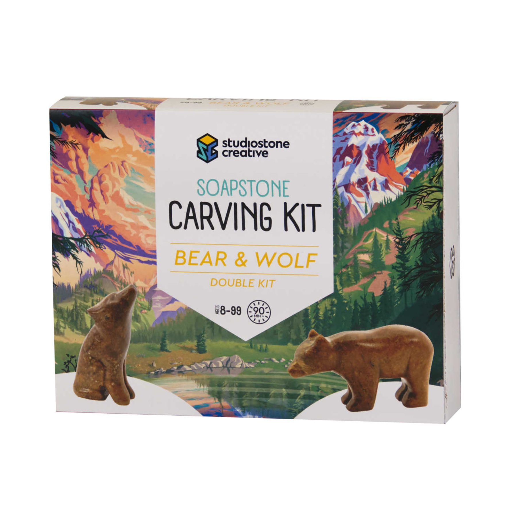 Studiostone Creative Bear & Wolf Double Soapstone Carving Kit