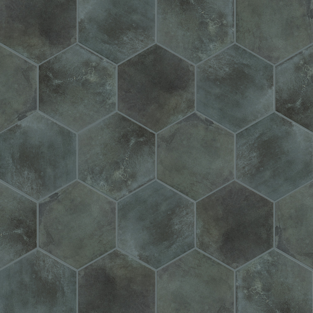 Industrial Hex Green 8.5x9.88 Hexagon Porcelain Floor and Wall Digital Pattern