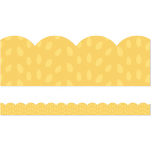 Grow Together Yellow with Painted Dots Scalloped Borders, 39 Feet