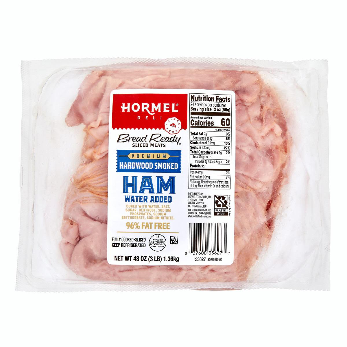 BREAD READY® Ham, Buffet, Hardwood Smoked, Premium, Water Added, Shaved ...