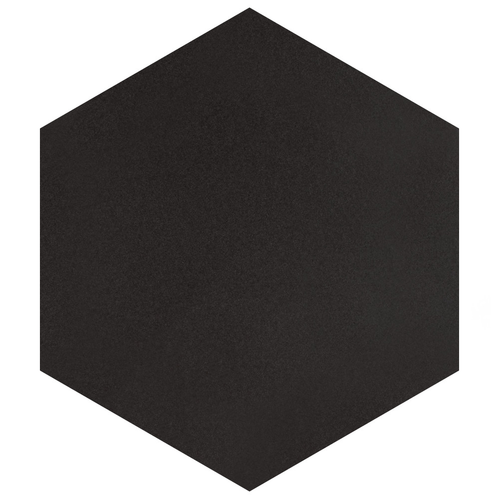 Textile Basic Grand Hex Black 19 in. x 22 in. Porcelain Floor and Wall Tile
