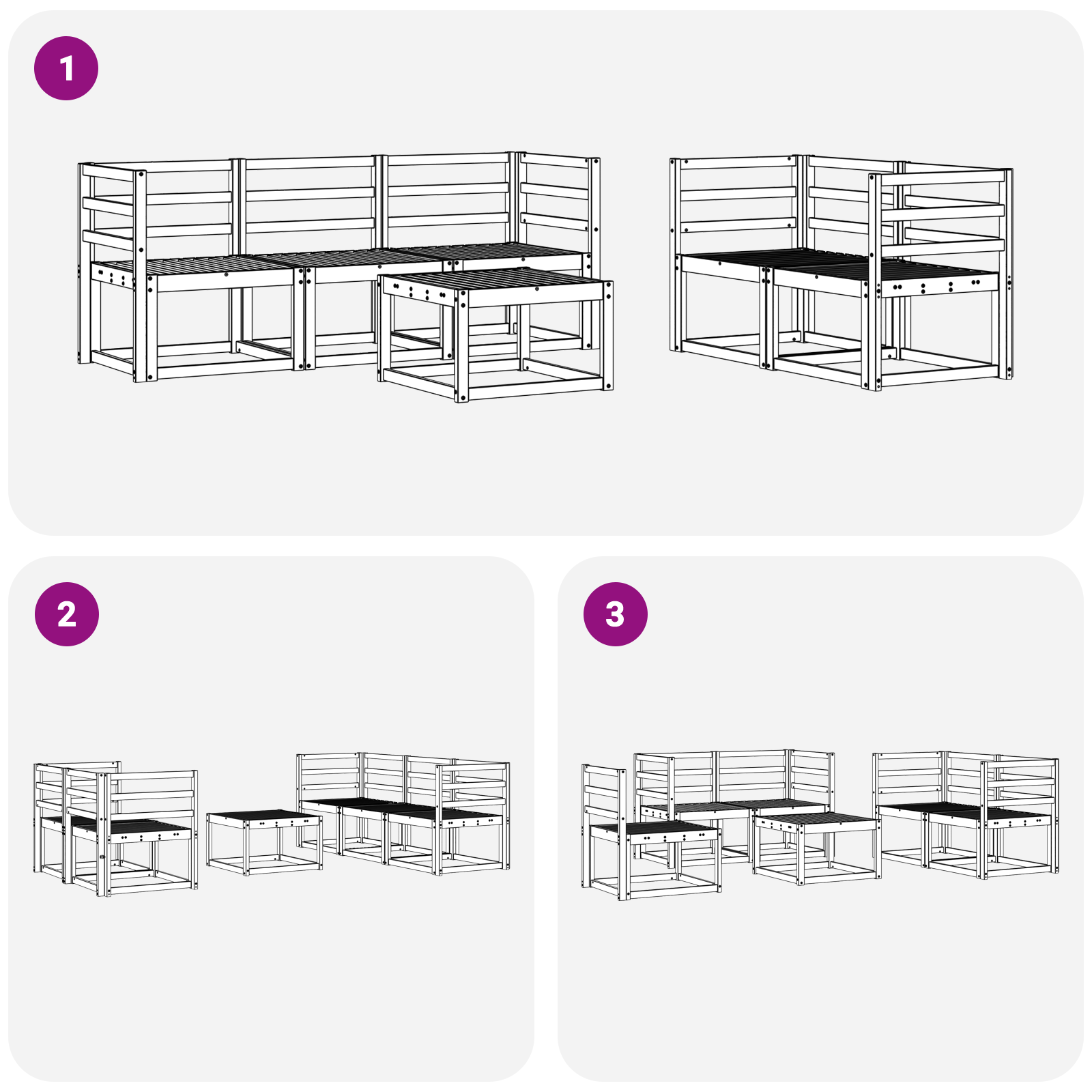Buiten bankenset 6 pcs Wit 59 x 59 x 37 cm Massief Acaciahout image 5