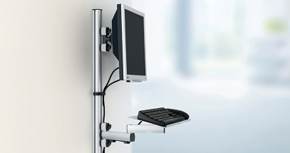 The wall mount design helps maximize limited workspace.