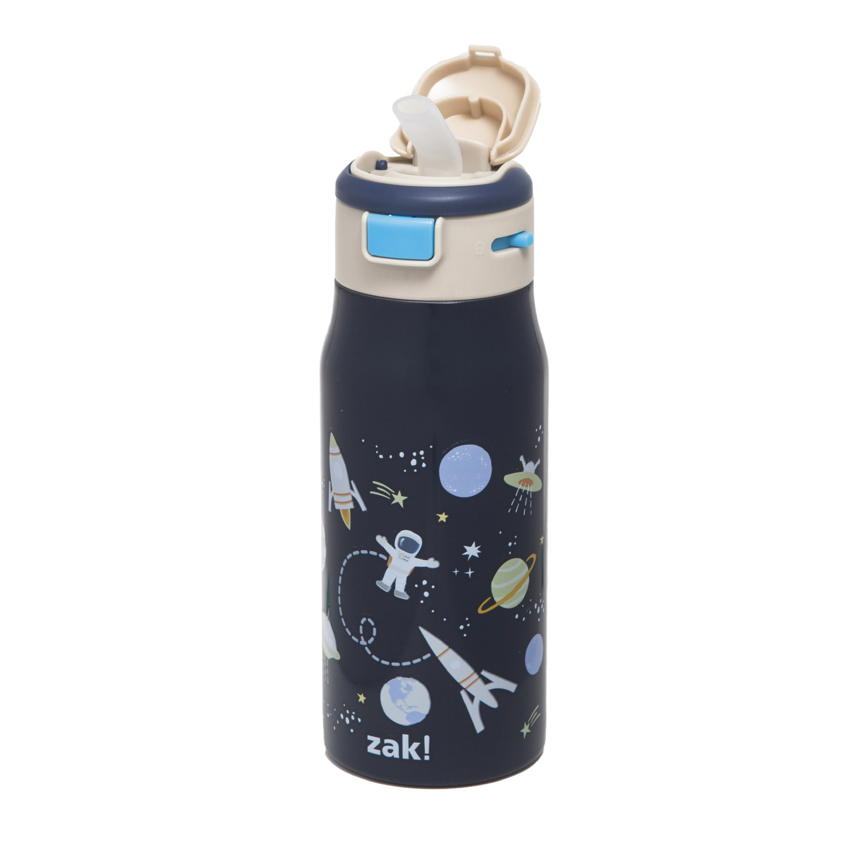 Zak Kids 13.5 ounce Double Wall Insulated Stainless Steel Water Bottle, Outer Space slideshow image 4 Zak Kids 13.5 ounce Double Wall Insulated Stainless Steel Water Bottle, Outer Space slideshow image 4