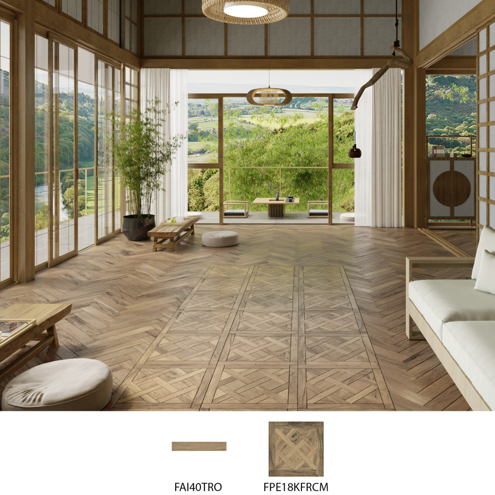 Kings Forest Lattice Natural 17-5/8 in. x 17-5/8 in. Ceramic Floor and Wall Tile