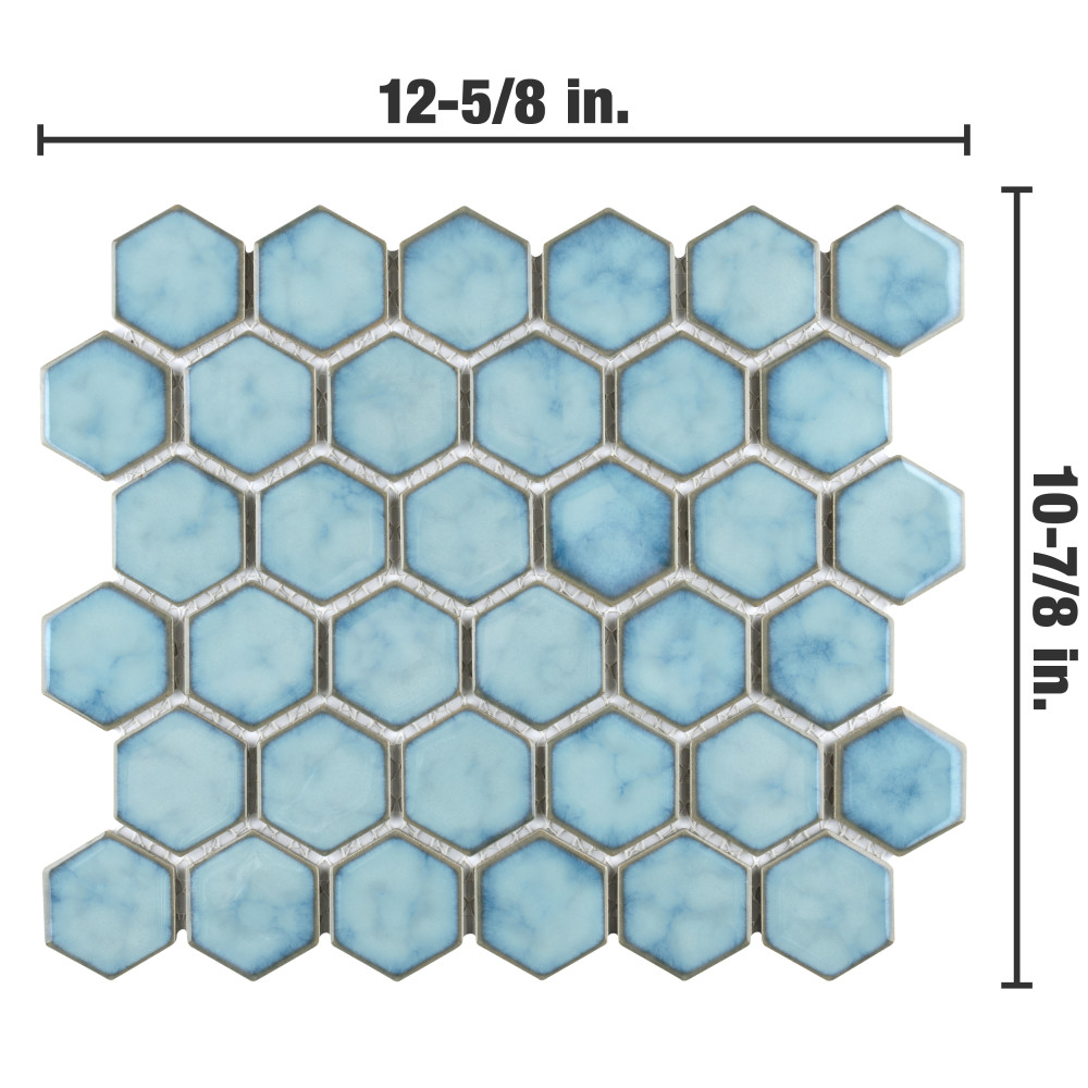 Hudson Due 2" Hex Marine 10-7/8 In. X 12-5/8 In. Porcelain Mosaic Tile ...