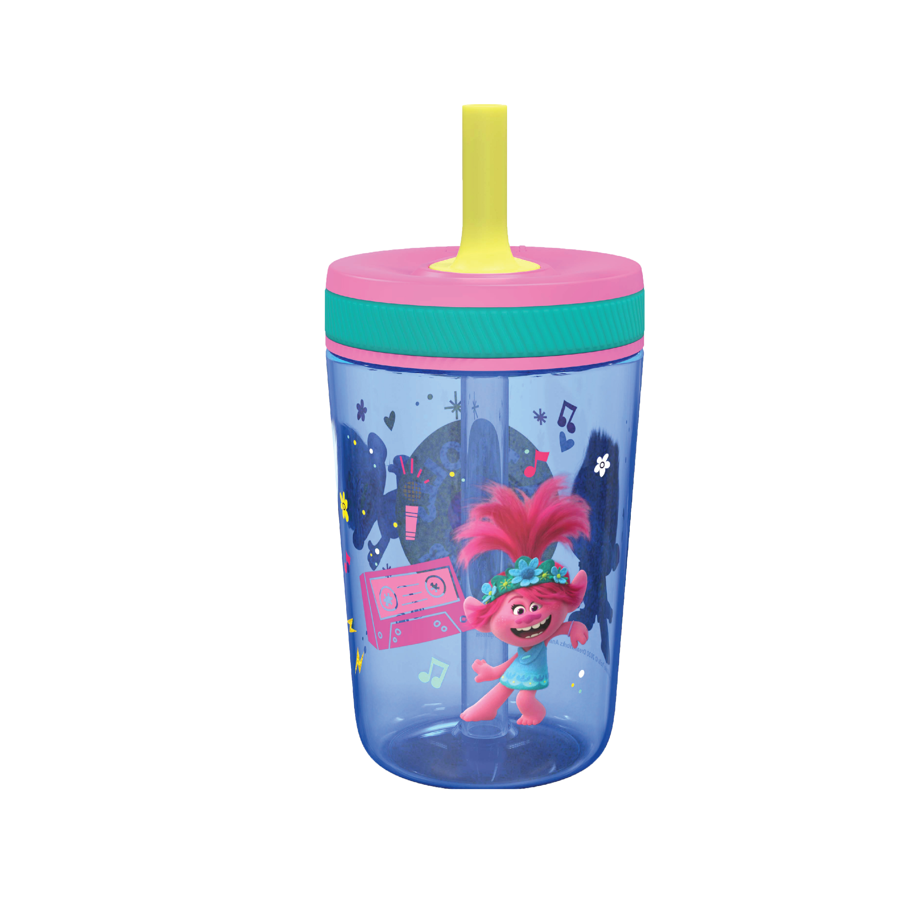 Trolls 2 Movie 15  ounce Plastic Tumbler with Lid and Straw, Poppy and Friends, 2-piece set slideshow image 5