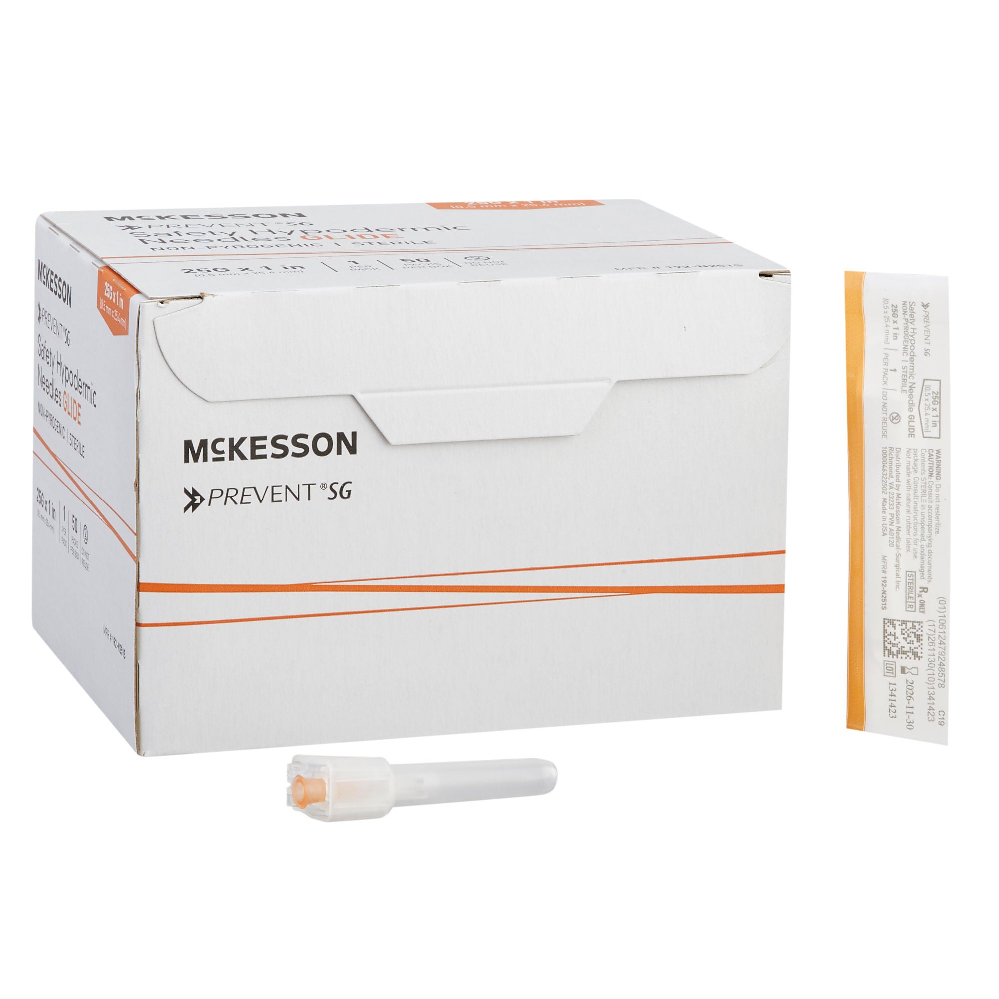McKesson Brand NEEDLE, SFTY 192-N251S PREVENTSG ORG 25GX1" (50/BX)