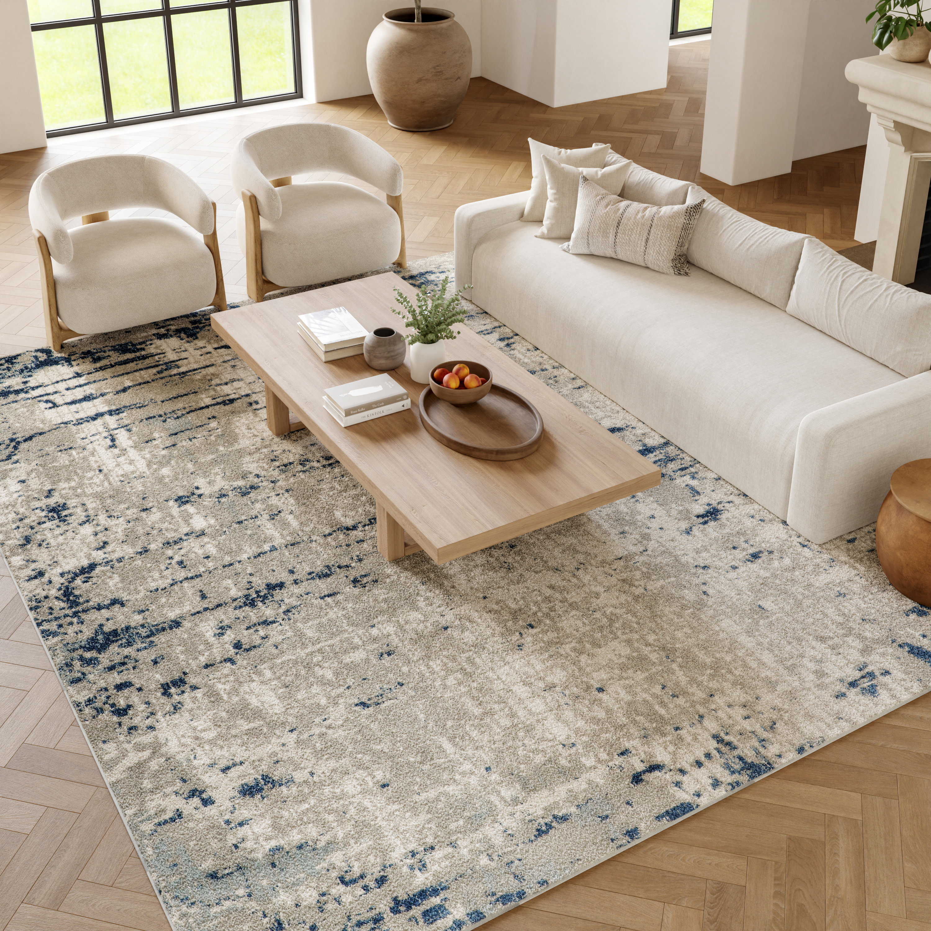 Nourison Quarry 6' x 9' Ivory Grey Blue Modern Indoor Rug