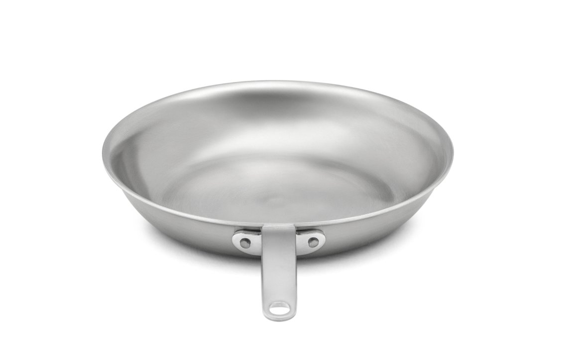 7-inch Tribute 3-ply fry pan with natural finish and plated handle