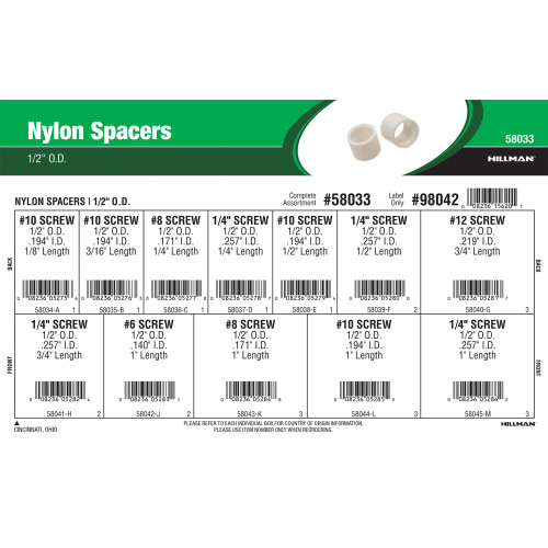 Nylon Spacers Assortment (1/2
