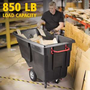 RUB1314BK, Rubbermaid Commercial, Rotomolded Tilt Truck, Utility Duty, 1 Cubic Yard, Black