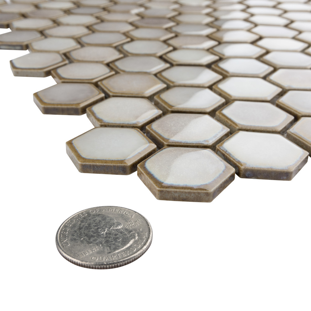 Hudson 1″ Hex Dove Grey 11-7/8 in. x 13-1/4 in. Porcelain Mosaic Tile