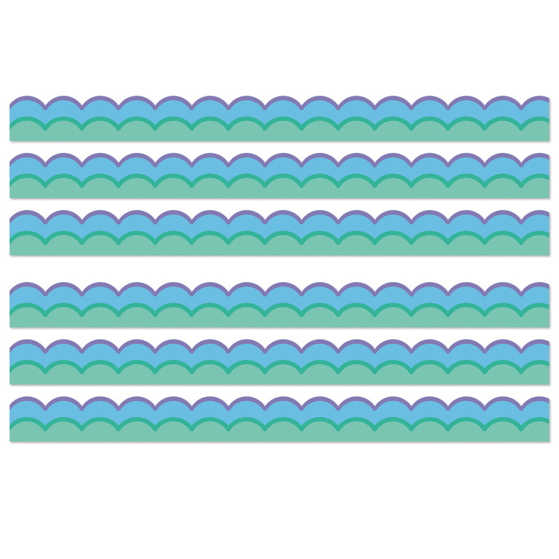 Happily Ever Elementary Retro Remix Cool Waves Scalloped Bulletin Board Borders, 39 Feeet Per Pack, 6 Packs