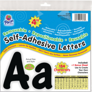 Self-Adhesive Letters, Black, Cheery Font, 4", 154 Characters