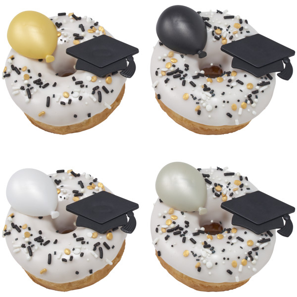 Black Grad Hat Cupcake Rings