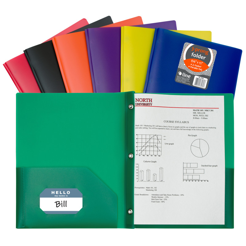 Two-Pocket+Heavyweight+Poly+Portfolio+Folder+with+Prongs%2C+Assorted+Primary+Colors%2C+Pack+of+36