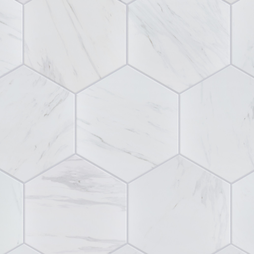 Eterno Hex Carrara 8-5/8 in. x 9-7/8 in. Porcelain Floor and Wall Tile