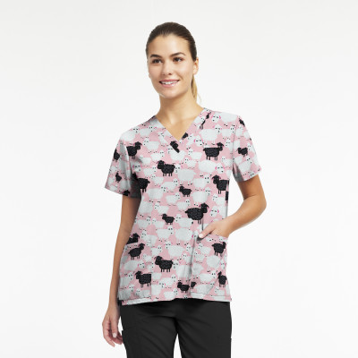 White Cross Women&#8216;s 3-Pocket V-Neck Scrub Top-White Cross
