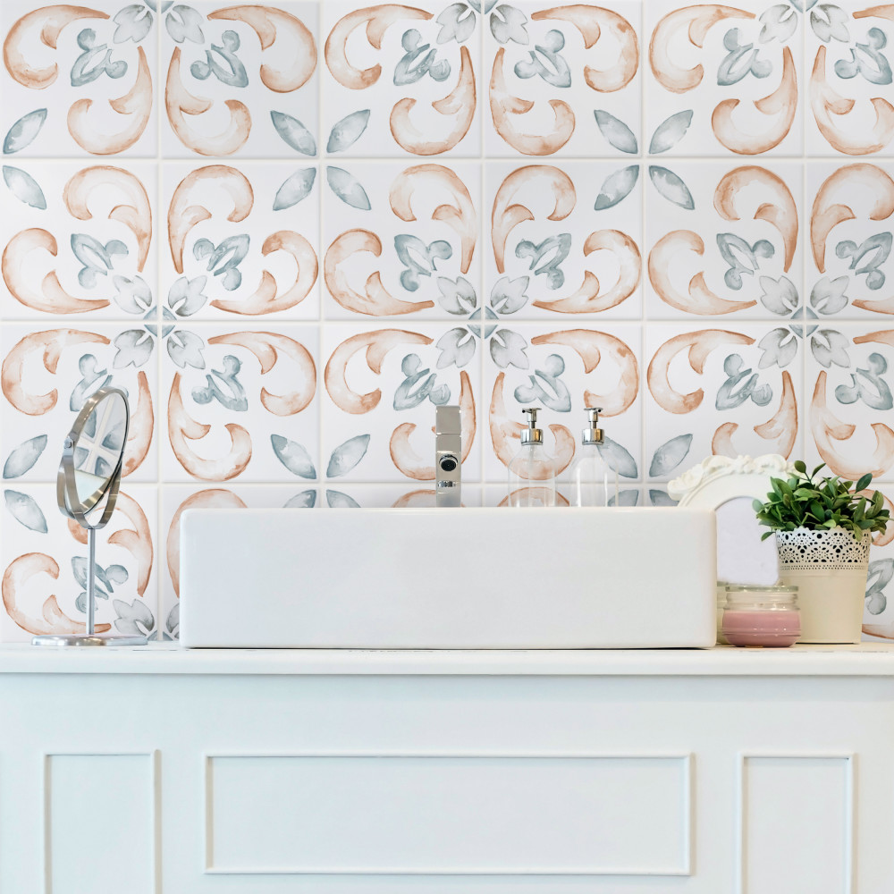 Saint Germain Chaud Deco Flore 5-3/4 in. x 5-3/4 in. Porcelain Floor and Wall Tile