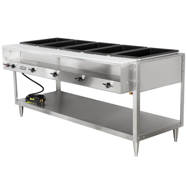208- to 240-volt 3000- to 4000-watt five-well Servewell® stainless steel hot-food table