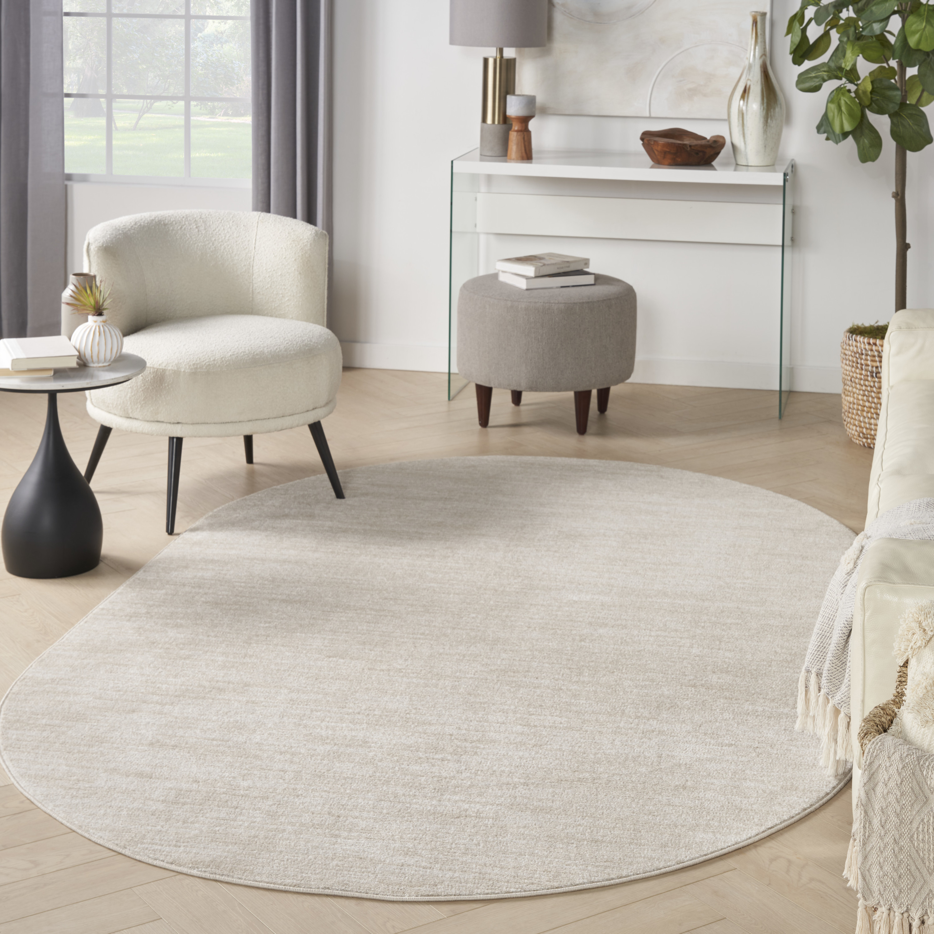 Nourison Nourison Essentials 6' x 9' Oval Ivory Beige Outdoor Rug