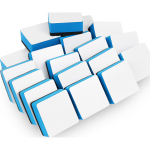 Dry Erase Eraser Board Buddies, 2 x 2 in, Blue/White, 24-Pack