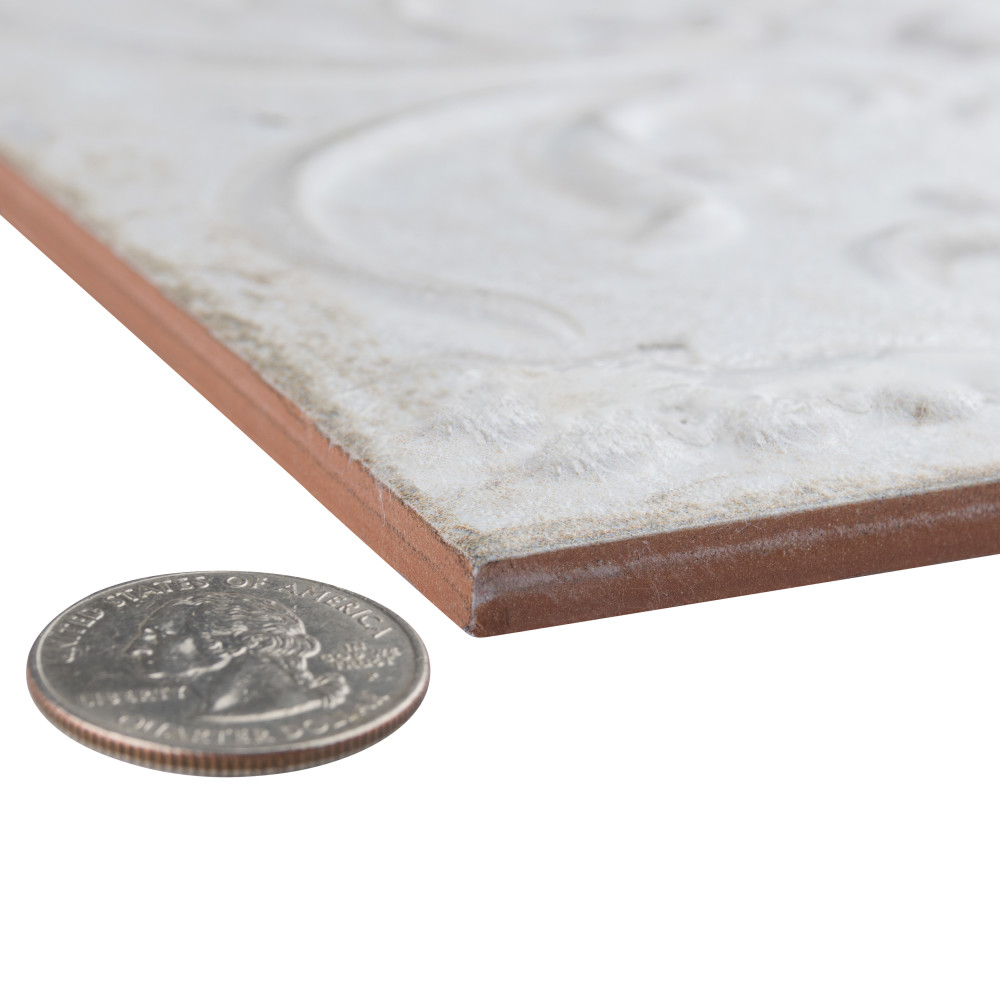 Sample – Aevum Ornato White Ceramic Wall Tile