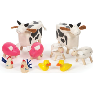 Wooden Farm Animals, Set of 10