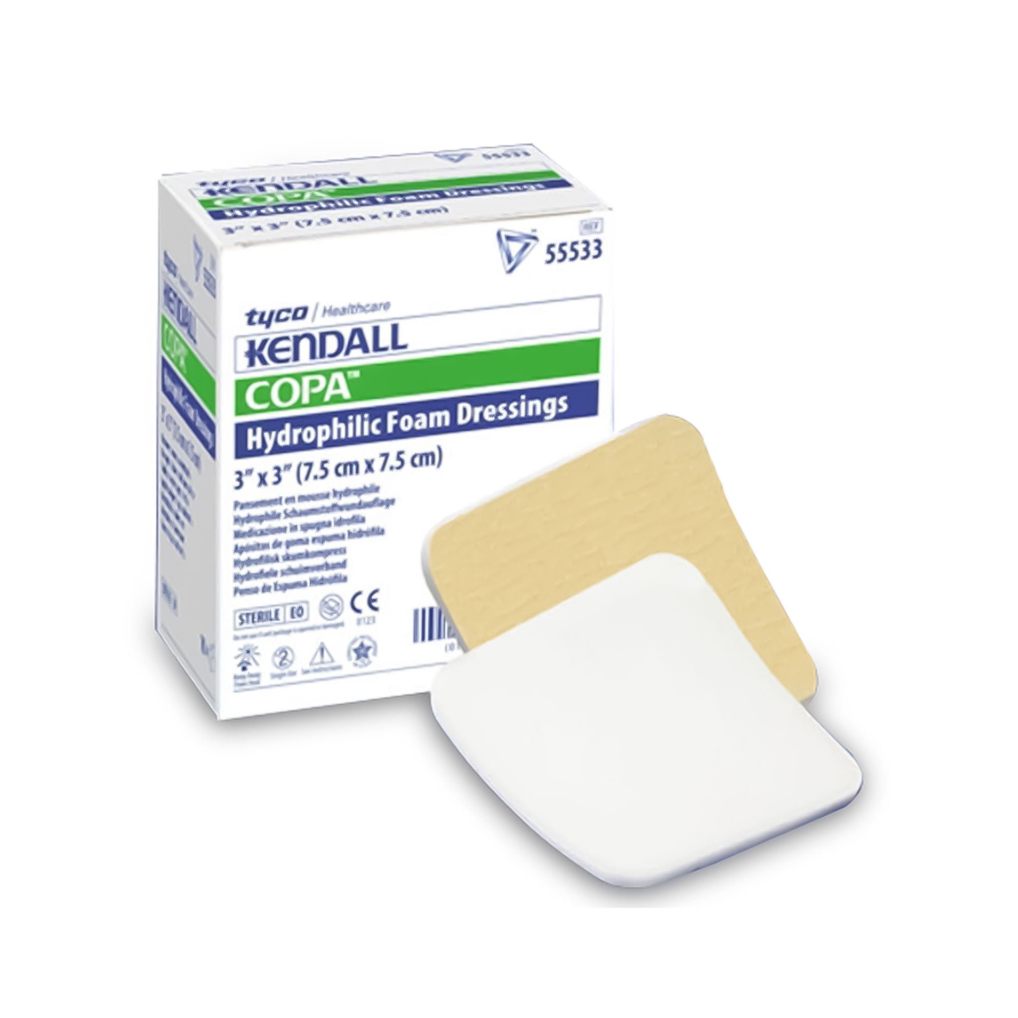Kendall™ Adhesive without Border Foam Dressing, 3 x 3 Inch
