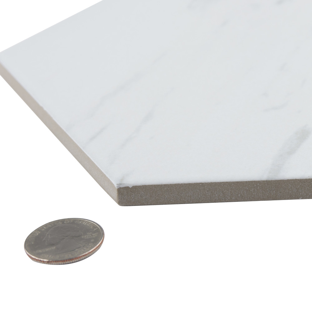 Eterno Hex Carrara 8-5/8 in. x 9-7/8 in. Porcelain Floor and Wall Tile