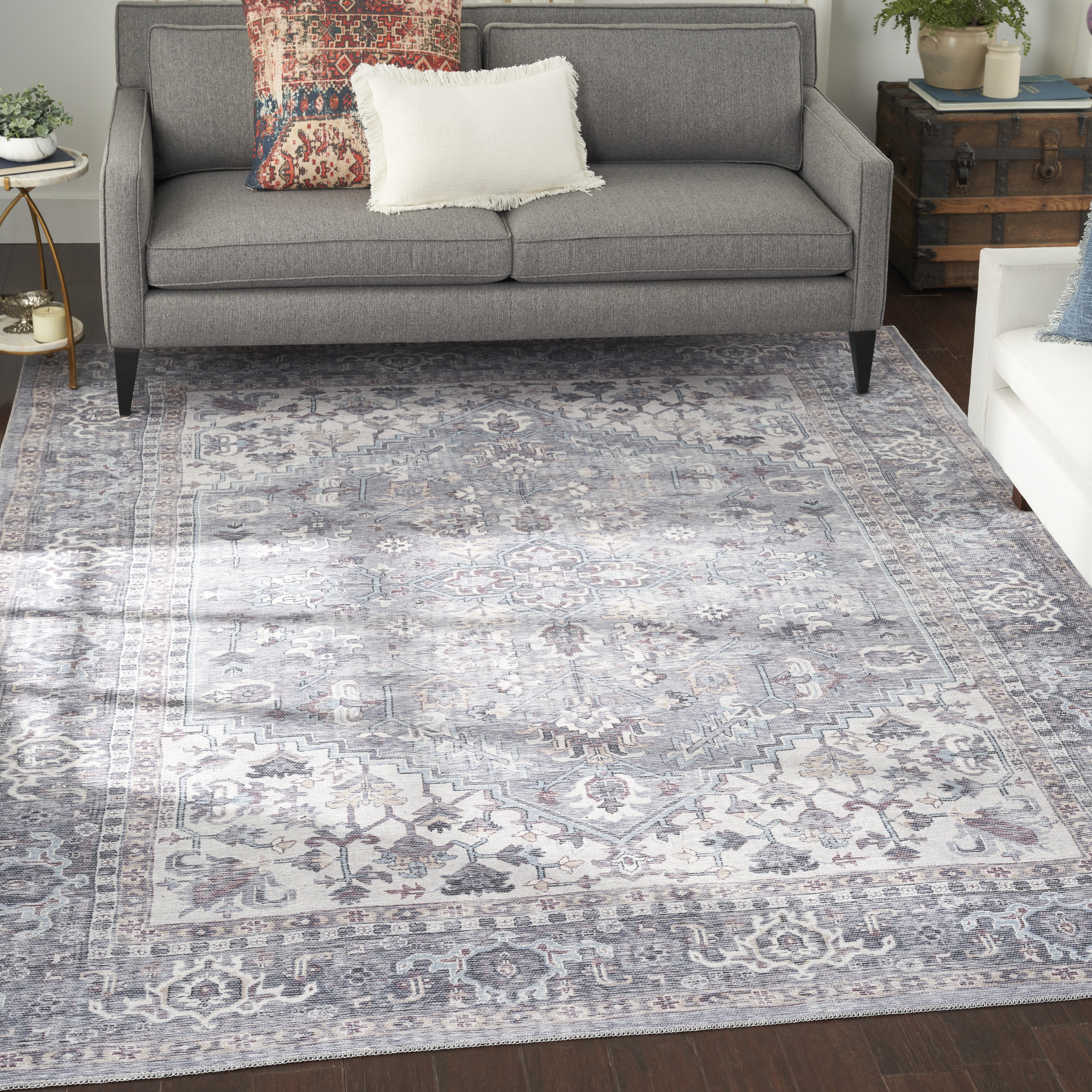 Nourison New Concept Washables 7'10" x 9'10" Grey Vintage Indoor Rug