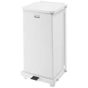 Rubbermaid Commercial, Defenders®, Step-On, 6.5 gal, Metal, White, Square, Receptacle