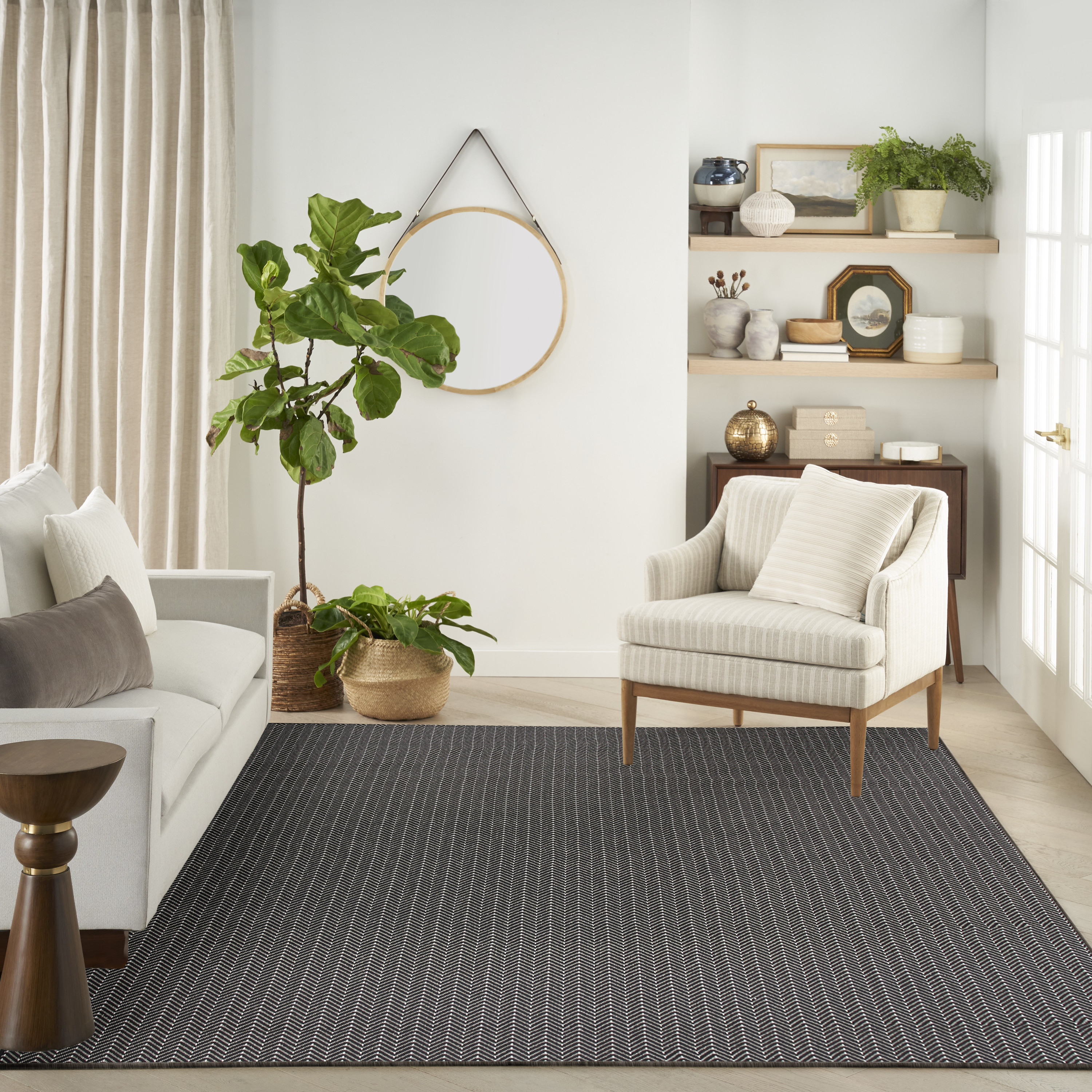 Nourison Horizon Indoor/Outdoor 8' x 10' Black Modern Rug