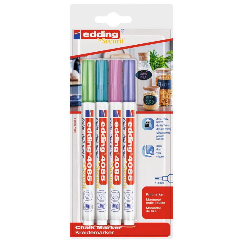 4085 Series Chalk Marker, Metallic Colors, Set of 4