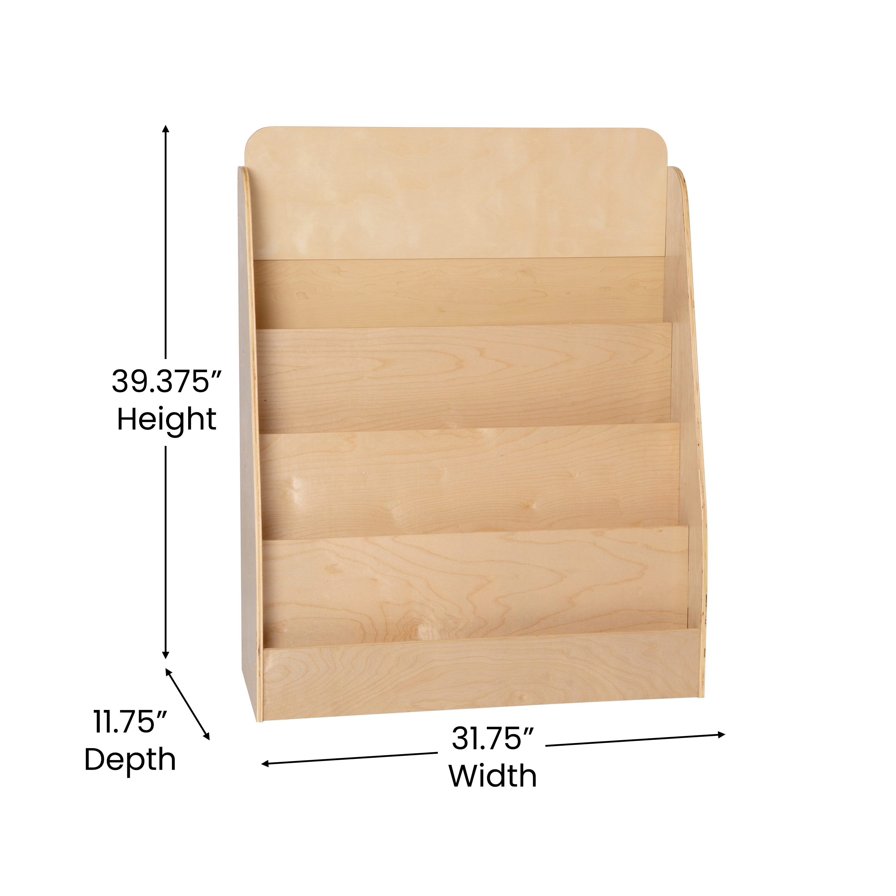 Estante de almacenamiento de libros de madera natural para niños con 4 listones de almacenamiento y apto para niños... - Imagen 6 de 12