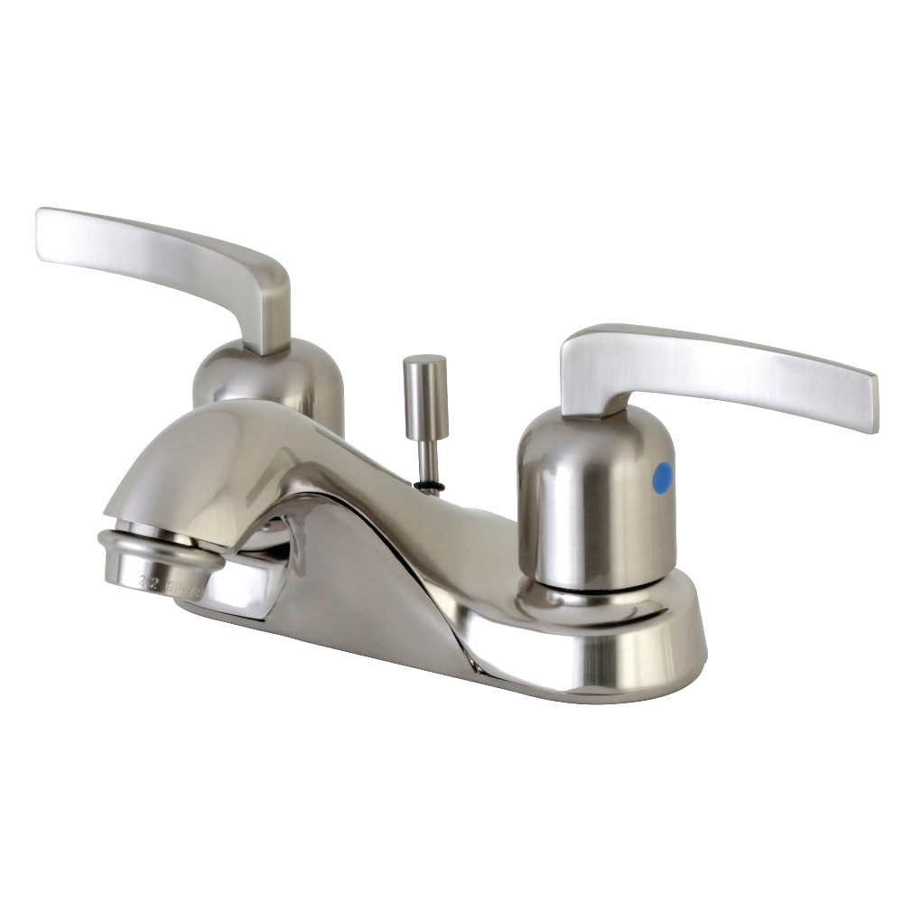 Double-Handle 3-Hole Deck Mount 4-Inch Centerset Bathroom Faucet with Pop-Up Drain, Brushed Nickel