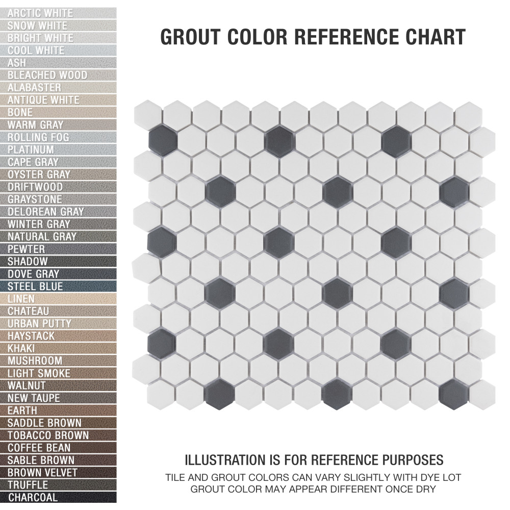 Gotham 1″ Hex White w/ Black Dot 10-1/4 in. x 11-7/8 in. Porcelain Mosaic Tile