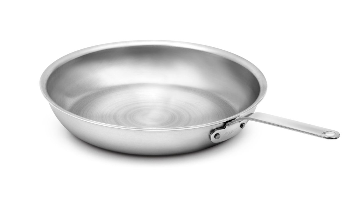 12-inch Wear-Ever® aluminum fry pan with natural finish and plated handle