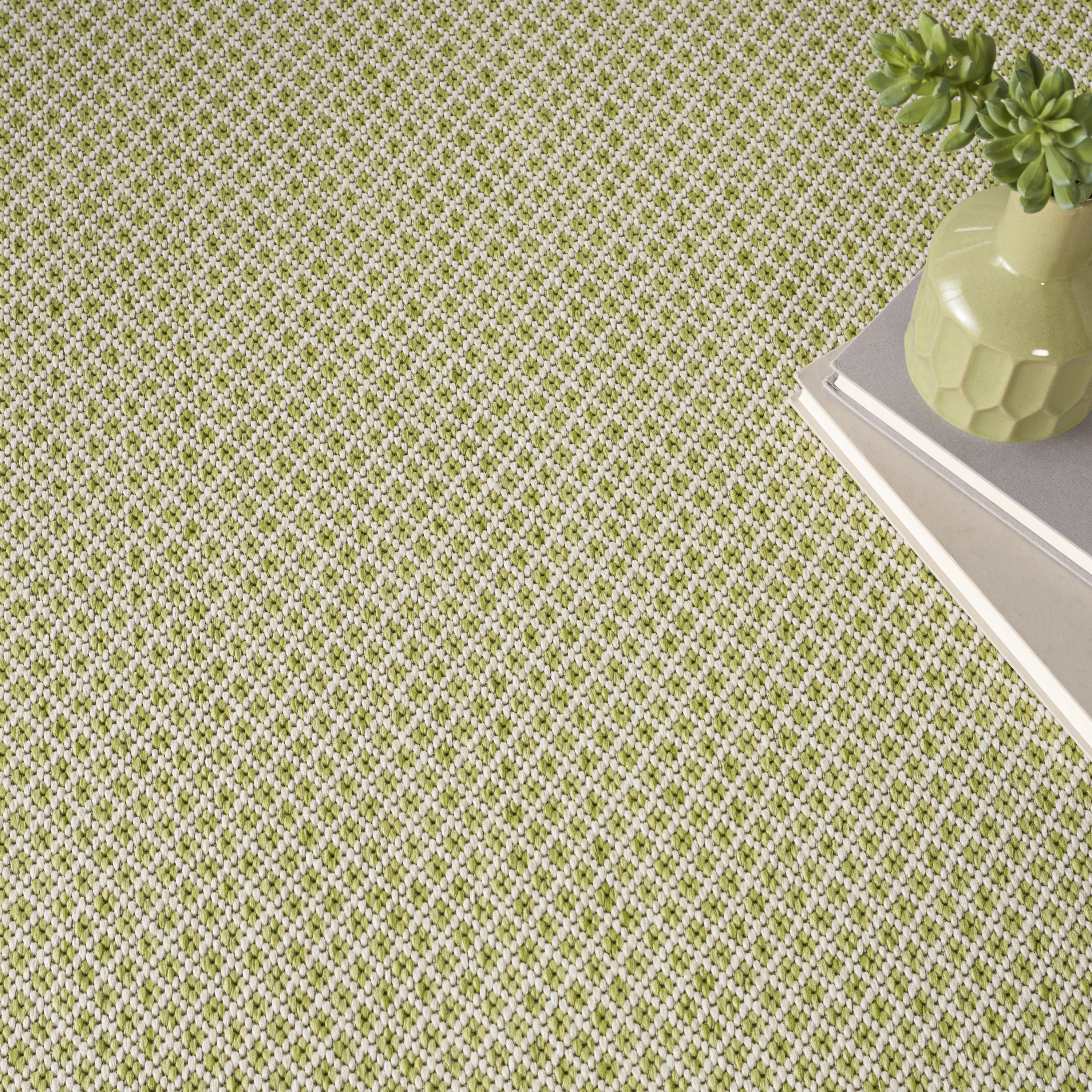 Nourison Courtyard 5' x 7' Ivory Green Modern Rug