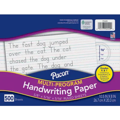 Pacon Multi-Program Handwriting Paper, D'Nealian Grade K / Zaner-Bloser Grade 1, 5/8
