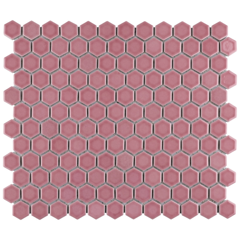 Tribeca 1″ Hex Glossy Blush 10-1/4 in. x 11-7/8 in. Porcelain Mosaic Tile