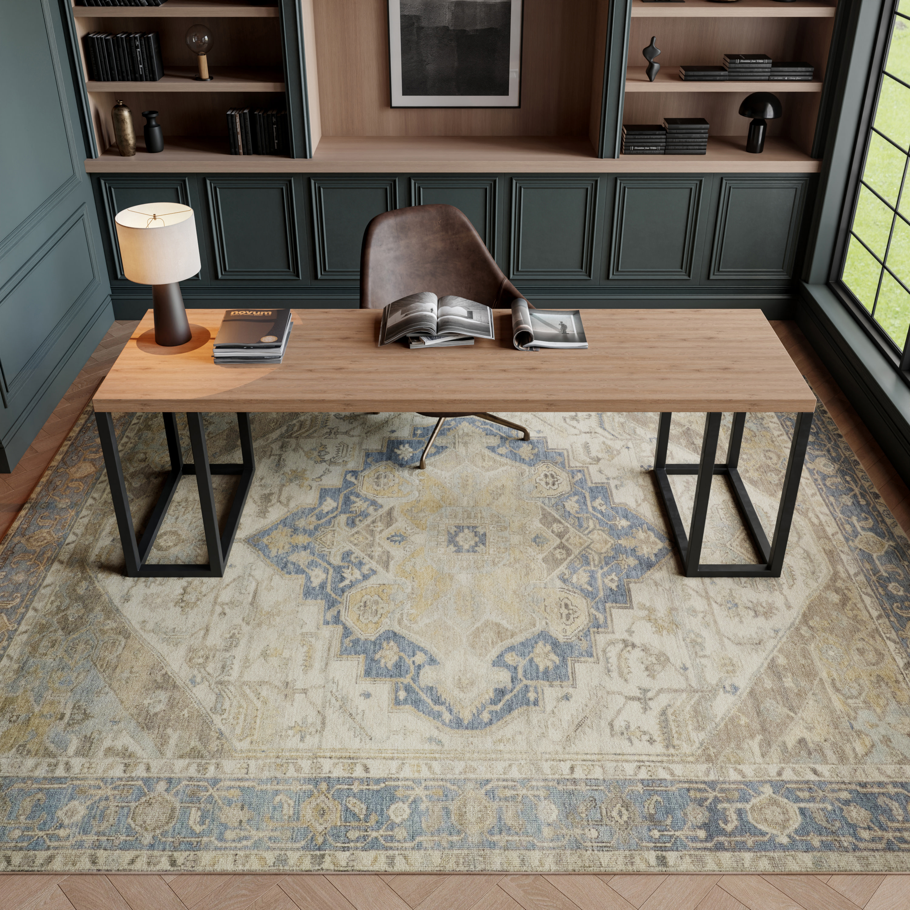 Nourison Vintage Washables 9'10" x 13'2" Blue Green Vintage Indoor Rug