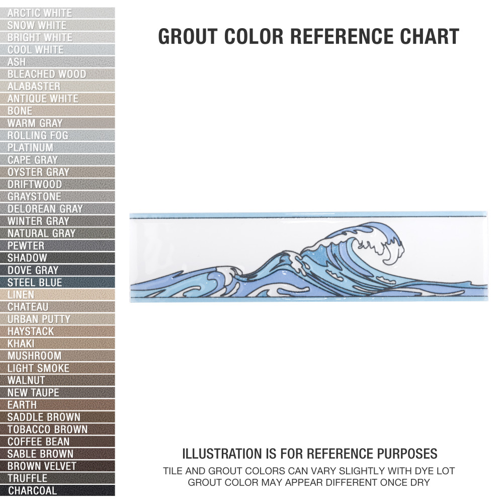 Captain Kanagawa Wave Glacier Blue 2 in. x 7-7/8 in. Ceramic Wall Trim