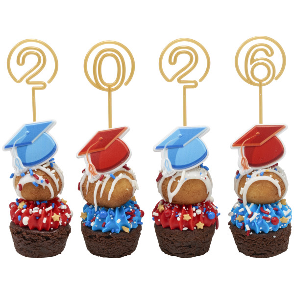 Bright Grad Hats Cupcake Rings