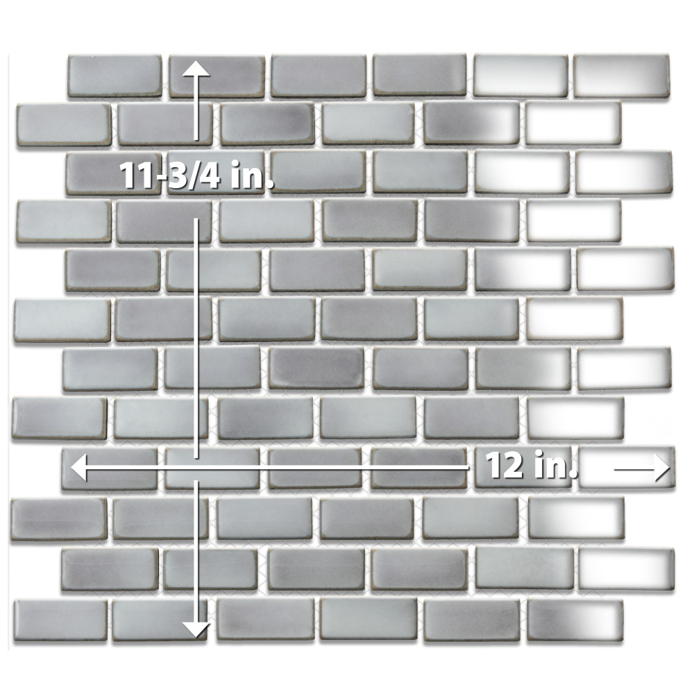 Hudson Subway Grey Eye 11-3/4 in. x 12 in. Porcelain Mosaic Tile